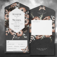 Gothic Boho Moth Zwart & Bruin Bloemen diner