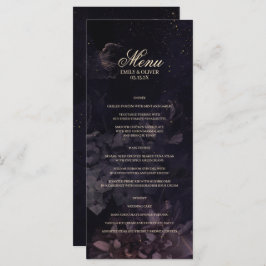 Gothic Boho Paarse Floral Waterverf Wedding Menu