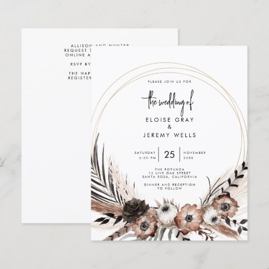 Gothic Boho Wedding Invitation (Voorkant / Achterkant)
