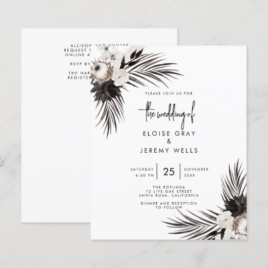 Gothic Boho Wedding Invitation (Voorkant / Achterkant)