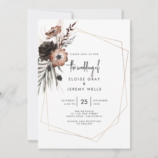 Gothic Boho Wedding Invitation Kaart (Voorkant)