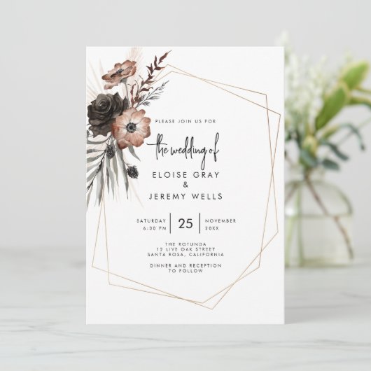 Gothic Boho Wedding Invitation Kaart (Staand voorkant)