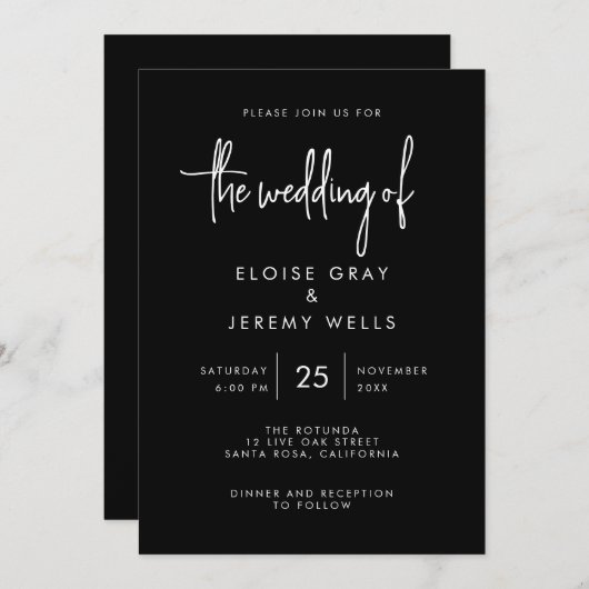 Gothic Boho Wedding Invitation Kaart (Voorkant / Achterkant)