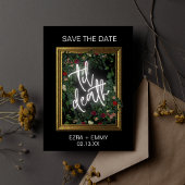 Gothic Bold Zwart Bloemen Til Death Save the Date Kaart