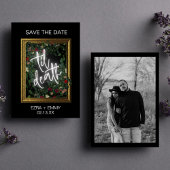 Gothic Bold Zwart Bloemen Til Death Save the Date Kaart