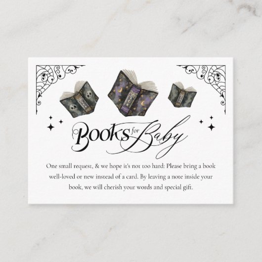 Gothic Books Halloween Baby shower boeken voor Bab Informatiekaartje (Voorkant)