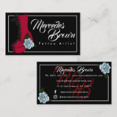 Gothic Boot Script Zwart Tattoo Artiest Visitekaartje (Voorkant / Achterkant)