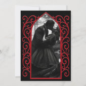 Gothic border black and red wedding save the date aankondiging (Achterkant)