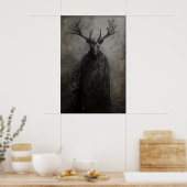 Gothic bosgeest print, boswachter Dark Academia Poster (Keuken)
