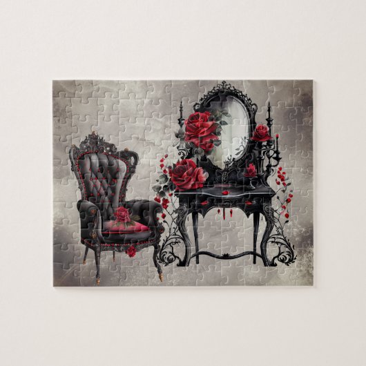 Gothic Boudoir | Antiek Vanity met Modestoel Legpuzzel (Horizontaal)