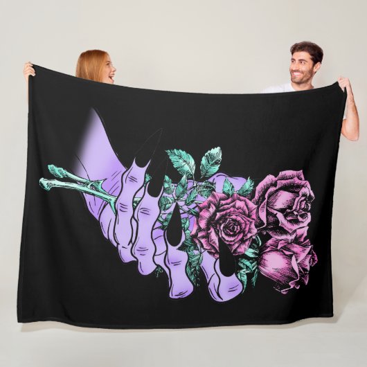 Gothic Bouquet Fleece Blanket Deken (In situ)