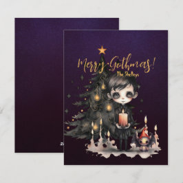 Gothic Boy Kerstboom Kerstmis Feestdagenkaart