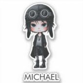 Gothic Boy Pilot Anime Cartoon kids Personalized Sticker (Voorkant)