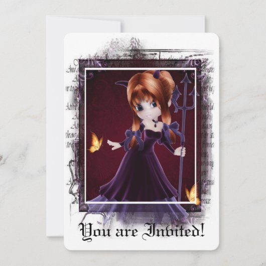 Gothic Bridal Shower Invitation Little Devil 5 Kaart (Voorkant)
