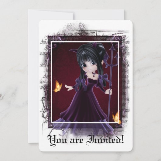Gothic Bridal Shower Invitation Little Devil 6 Kaart (Voorkant)