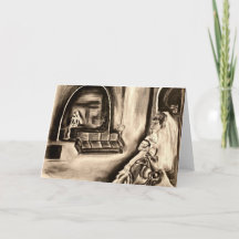 GOTHIC BRIDE Charcoal Drawing BLANK Wenskaart