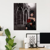 Gothic bride en rozen van spooky Gothic gazebo Poster (Thuiskantoor)