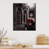 Gothic bride en rozen van spooky Gothic gazebo Poster (Keuken)