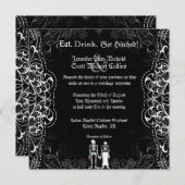 Gothic Bride & Groom Skeleton Wedding Invitations Kaart (Voorkant / Achterkant)