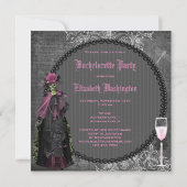 Gothic Bride Skeleton Shabby Chic Bachelorette Kaart (Achterkant)