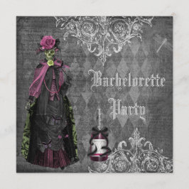 Gothic Bride Skeleton Shabby Chic Bachelorette Kaart