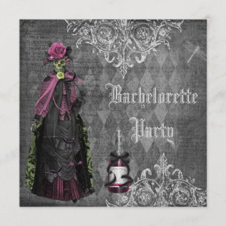 Gothic Bride Skeleton Shabby Chic Bachelorette Kaart