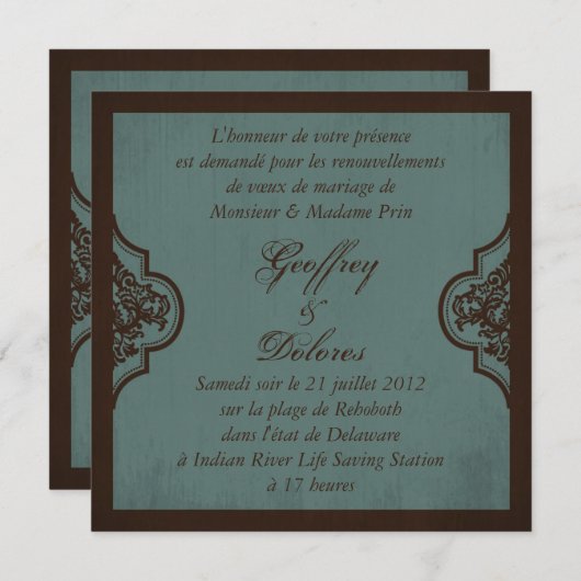 Gothic Bride Wedding Invite Square_Dolores Kaart (Voorkant / Achterkant)