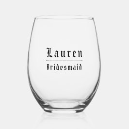 Gothic Bridesmaid Stemless Wine Glass Wijnglas Zonder Voet