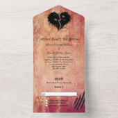 Gothic Broken Heart Tweede huwelijk All In One Uitnodiging (Binnen)