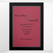 Gothic Bruid en bruidegom Zwart Roze Grijs Tri-Fol Drieluik Uitnodiging (Binnenkant midden)