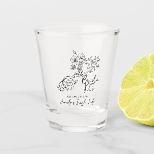 Gothic Bruid of Sterf De Bloemige Meisjesavond Shot Glas (Voorkant)