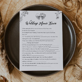 Gothic bruiloft film Trivia Vrijgezellenfeest spel Kaart