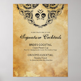 Gothic bruiloft Handtekening Cocktail Sign Hallowe Poster