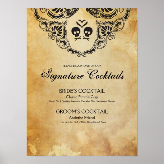 Gothic bruiloft Handtekening Cocktail Sign Hallowe Poster (Voorkant)