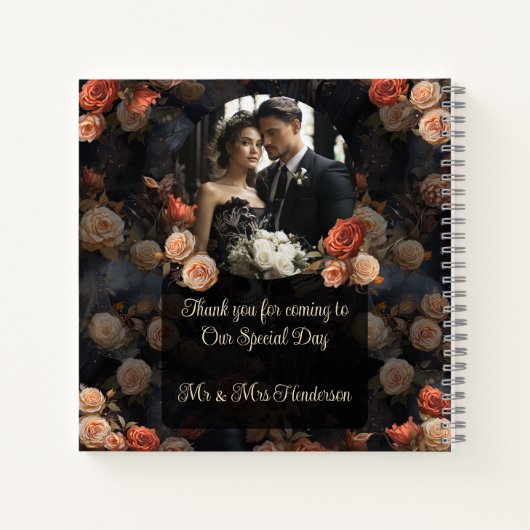 Gothic Bruiloft  Kussen Skeletten Gastenboek Notitieboek (Achterkant)