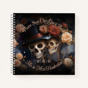 Gothic Bruiloft Kussen Skeletten Gastenboek Notitieboek