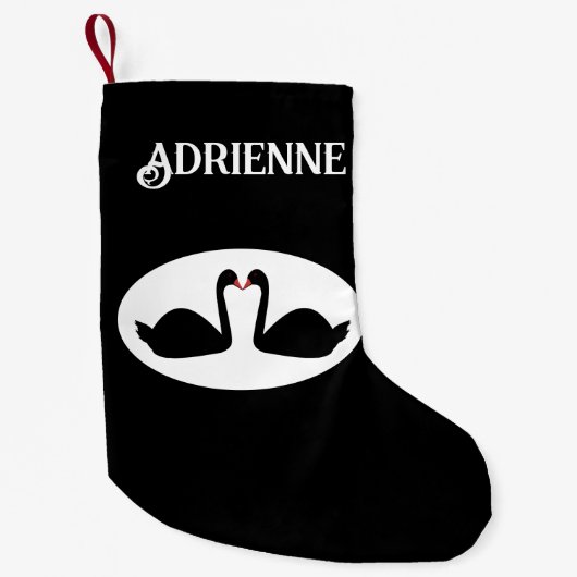 Gothic bruiloft kussen zwarte zwanen aangepaste na kleine kerstsok (Voorkant)