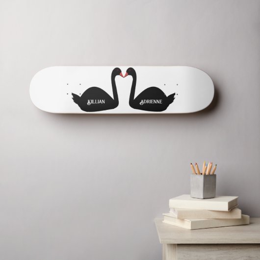 Gothic bruiloft kussen zwarte zwanen aangepaste na persoonlijk skateboard (Muurkunst (Horizontaal))