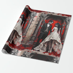 Gothic bruiloft paar cadeaupapier