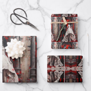 Gothic bruiloft paar inpakpapier vel