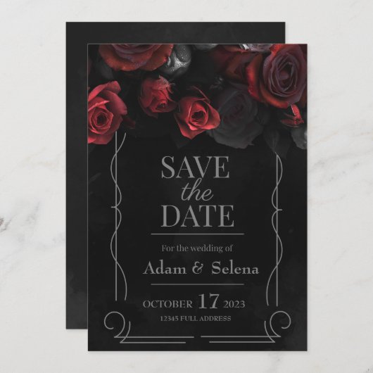 gothic bruiloft Save the date uitnodiging (Voorkant / Achterkant)