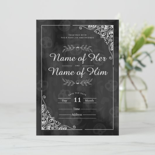 Gothic bruiloft uitnodigingskaart kaart (Staand voorkant)