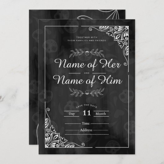 Gothic bruiloft uitnodigingskaart kaart (Voorkant / Achterkant)