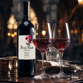 Gothic Bruiloft Wijn Crimson Rozen Wijn Etiket