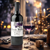 Gothic Bruiloft Wijn Deep Amethist Rozen Wijnlabel Etiket