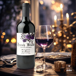 Gothic Bruiloft Wijn Deep Amethist Rozen Wijnlabel Wijn Etiket