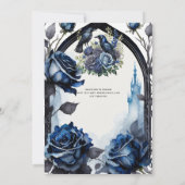 Gothic Bruiloft Zwart Blauw Rozen Ravens Kaart (Achterkant)