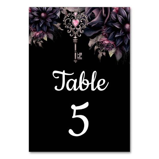 Gothic bruiloft zwart donker bloemig kaart (Achterkant)