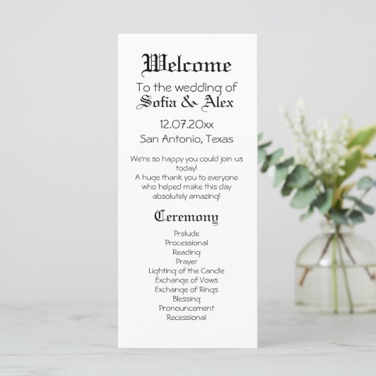 Gothic bruiloft zwart elegante typografie Programm (Staand voorkant)
