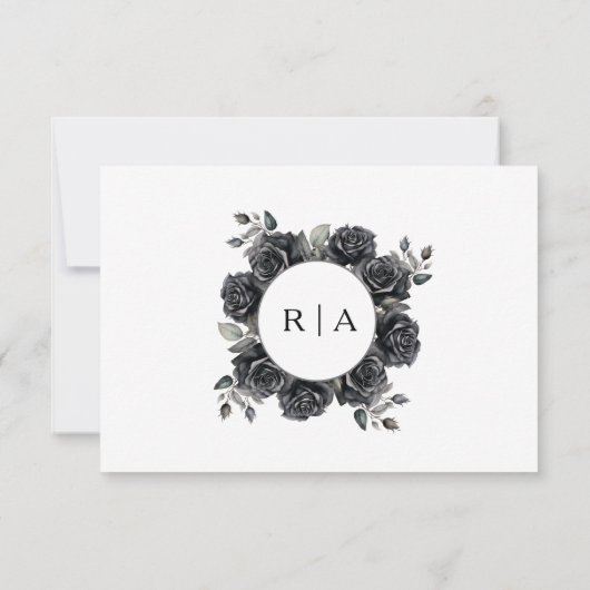 Gothic Bruiloft Zwart Rozen Bloemen RSVP Kaarten Kaartje (Achterkant)